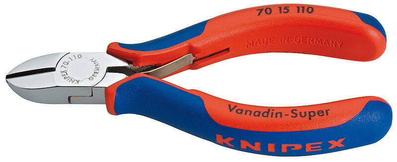 クニペックス(KNIPEX)斜ニッパー110mmオープンスプリング付7015-110