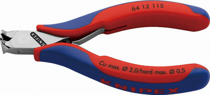 Rakuten - クニペックス(KNIPEX)エレクトロニクスエンドカッティングニッパー115mmコンフォートハンドル6412-115