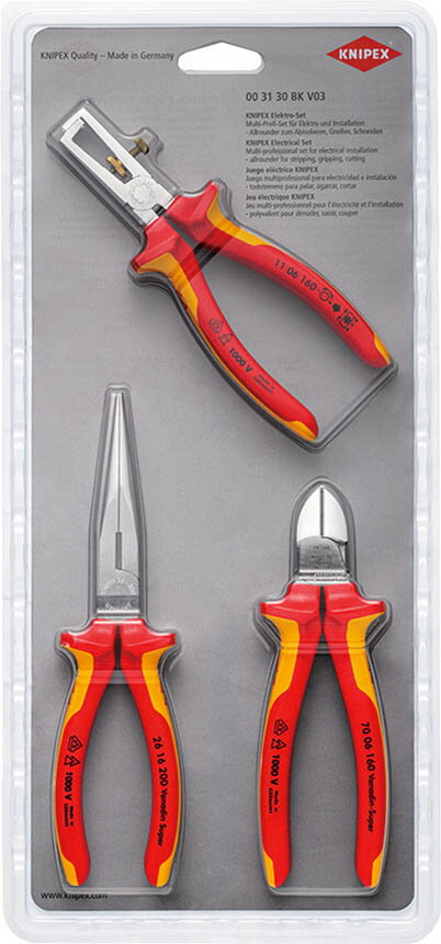 镊子 - クニペックス(KNIPEX)絶縁電工セット 3本組003130BKV03