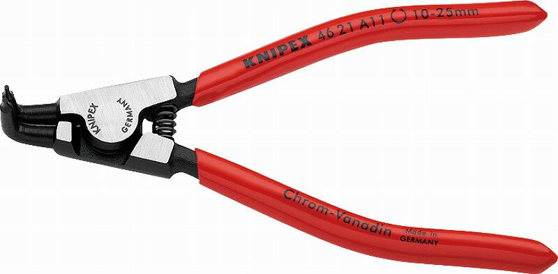 クニペックス(KNIPEX)軸用スナップリングプライヤー10-25mm90°ベントヘッド4621-A11 リング 取り外し