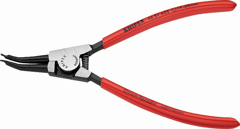 クニペックス(KNIPEX)軸用スナップリングプライヤー19-60mm45°ベントヘッド4631-A22 リング 取り外し