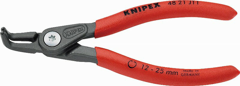 クニペックス(KNIPEX)穴用精密スナップリングプライヤー12-25mm90°ベントヘッド4821-J11 リング 取り外し