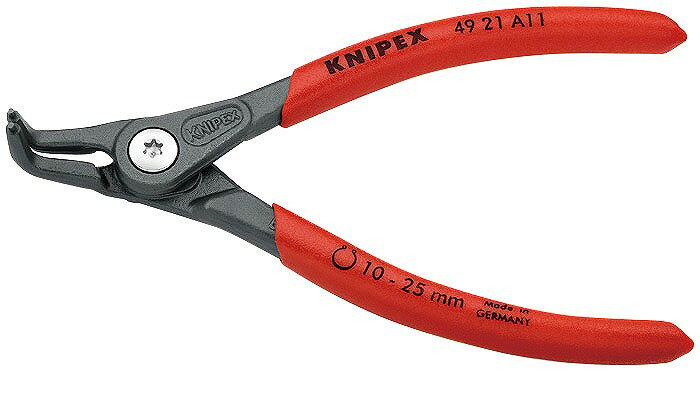 クニペックス(KNIPEX)軸用精密スナップリングプライヤー10-25mm90°ベントヘッド4921-A11 リング 取り外し