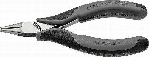クニペックス(KNIPEX)ESDエレクトロニクスエンドカッティングニッパー115mmコンフォートハンドル6422-115