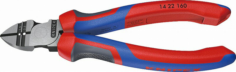 クニペックス(KNIPEX)穴付きニッパー160mmコンフォートハンドル【3Kグリップ】1422-160