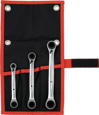 TONE(前田金属工業 トネ) 4ウェイラチェットめがねレンチセット 3pcs