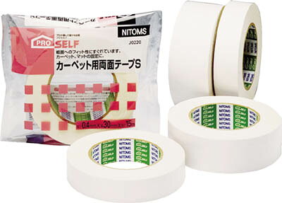 ●平らな面からザラザラ面まで、柔軟性のある厚手タイプの両面テープです。●ベニヤ板など建材の仮接着、タイルカーペット、玄関マットの固定に。●色:ホワイト●幅(mm):50●長さ(m):15●厚み(mm):0.4●粘着力:8.1N/25mm●切断にはカッターが必要●基材:布●粘着剤:ゴム系