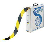 緑十字 ラインテープ(ガードテープ) 黄／黒 50mm幅×100m 屋内用【1巻】