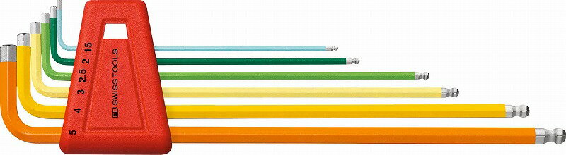 PBスイスツールズボール付ロングレインボー六角レンチセット6本組【ミリ】212LH-5RB(PB SWISS TOOLS)