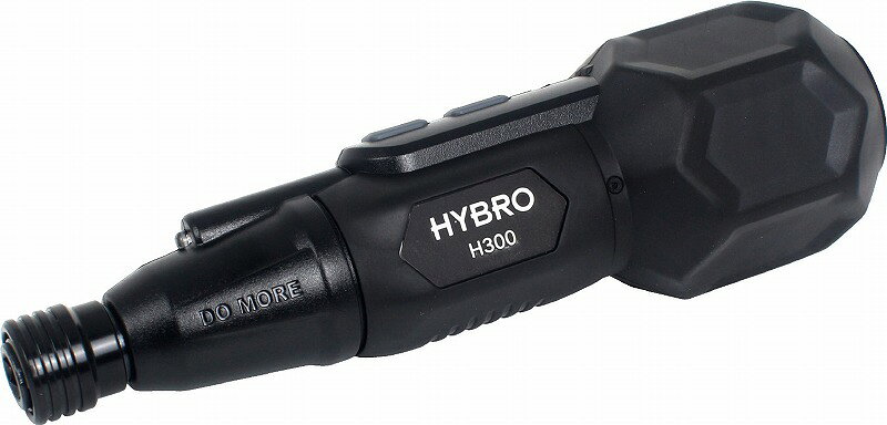 ●バッテリー：3.7V Li-ion 850mAh ●電動トルク(N.m)：Max 2 ●手動トルク(N.m)：Max 10 ●回転速度(rpm)：Max 280 ●充電方式 : USB-C Type ●充電時間 : 約40分~1時間 ●充電電圧 : 5V/1A ●クイックリリースチャック(mm) : 6.35(1/4") ●製品サイズ(mm) : W40XD43.5XH145 ●重量(g) : 160 ●HYBRO製品の基本モデルです。 ●高強度金属ギアを採用しています。 ●作業中にLEDライトが点灯します。 ●コンパクトで軽量、あらゆる分野での作業をスピードアップさせます。 ●電動と手動の両方で使用できます。 セット内容/付属品 USB-C Type充電ケーブル 両頭ビット110mm 1本(プラス#2/マイナス5.5mm) 取扱説明書 注意事項 ※ドリル用に使用しないでください。 ※充電アダプターは5V1A、5V2Aの使用が可能ですが、それ以上の高速充電アダプターの使用は避けてください。 ※装着されているバッテリーは分解しないでください。 ※太陽光の下に置くなど、高温に長時間さらされないようにお願いします。 ※電源スイッチが故障した場合は使用しないでください。HYBROは韓国のドライバー専門メーカーです。 自社で開発した製品のみを販売し、品質の優秀性を認められ日本を含め世界24カ国に輸出しています。