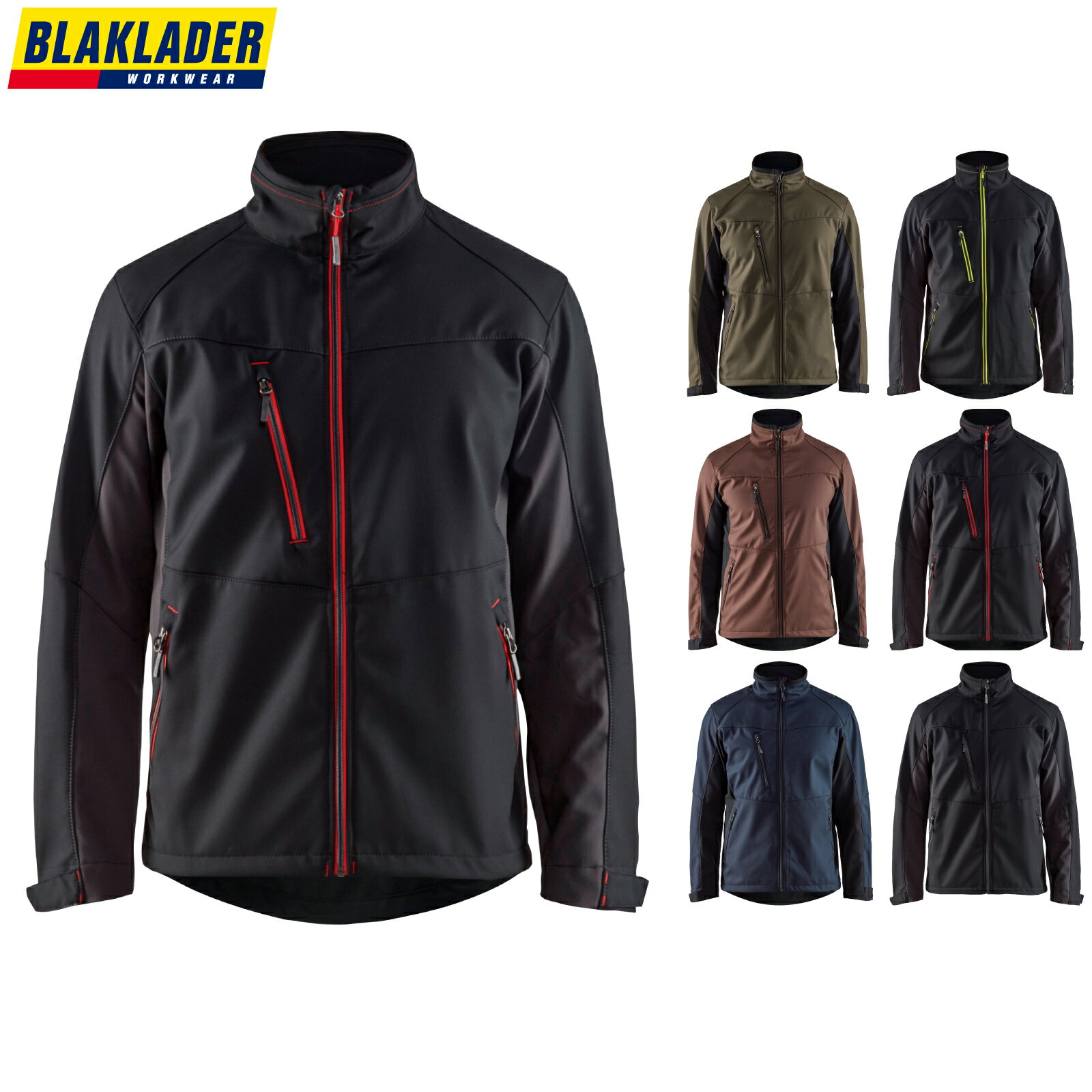 BLAKLADER ソフトシェルジャケット 4950-2516 XS S M L XL XXL3XLブラックラダー 透湿性 防風 軽量 フリース ストレッチ 作業着 作業服