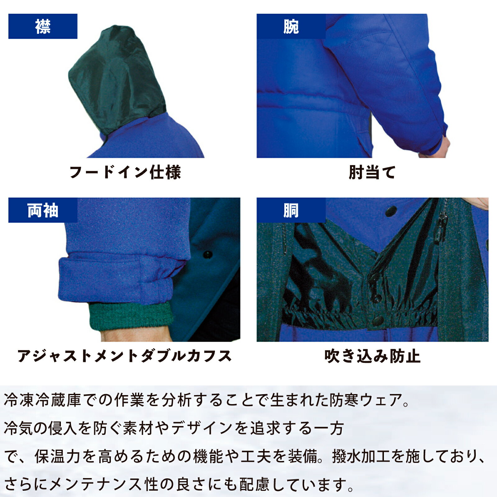 冷凍庫専用防寒コート BO8000 M～4L -60度対応 保温性 極寒 冷凍倉庫 あったかい 寒冷地 真冬 密閉性 作業性 撥水 帯電防止 秋冬 年間 サンエス