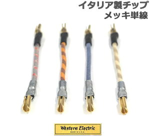 WE(ウェスタン・エレクトリック)24GA単線リード線(メッキ線・絹巻き)4本セットイタリア製チップ