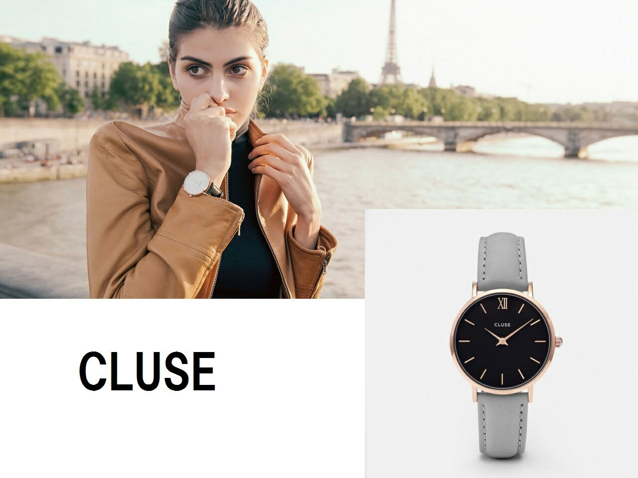 CLUSE【クルース】33mmラ・ボエーム　ローズゴールドブラック/グレイ人気の腕時計　クォーツウォッチ