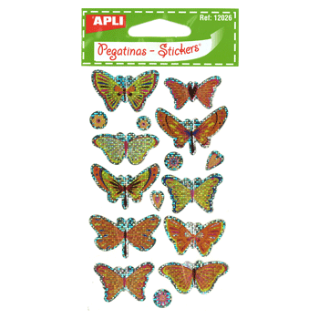 APLI アプリ 可愛いキラキラ 蝶 3Dシール16片（AP-12026）【文具 デザイン文房具 海外文房具 文房具かわいい おしゃれかわいい ラベルシール ステッカー インクジェット プリンタラベル 事務用品 デコレーション 雑貨】
