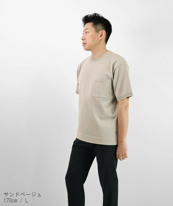 PRODIGAL サマーニット メンズ 半袖 ニット tシャツ 日本製 M L ポケット 夏 クル...