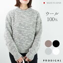 PRODIGAL ニット プルオーバー セーター 秋 冬 ウール100% レディース 厚手 クルーネック 長袖 ローゲージ オーバーサイズ 五泉ニット 3Gスラ...