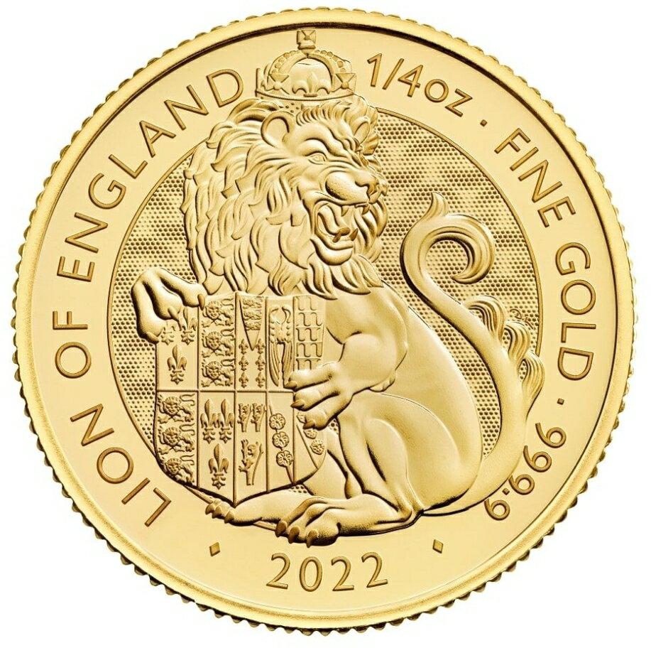 【新品】 金 1/4オンス ロイヤルチューダービースト イングランドライオン 純金 コイン 金貨 品位:K24 99.99％ 7.776g 2022年 24金 ...