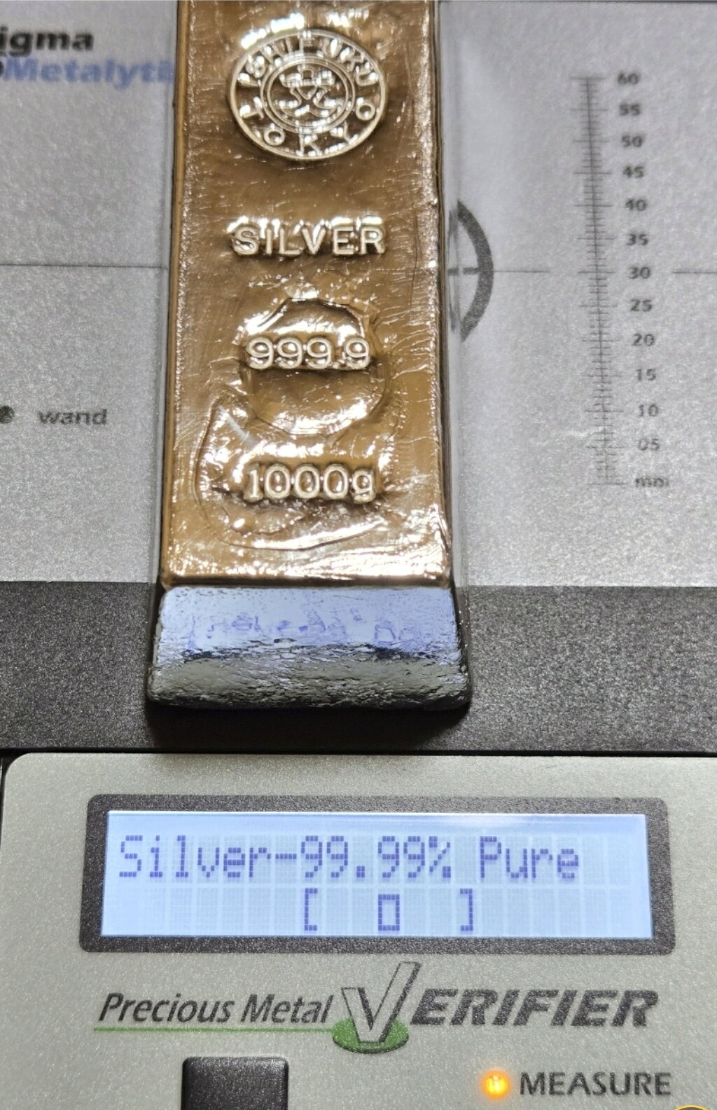 ProductRの【中古 未使用】 1kg シルバーインゴット 「石福金属興業」 純銀 インゴット 1本 銀バー 銀インゴット 純銀バー 品位:99.99％ 1キログラム 1キロ 銀延べ棒 銀地金 本物保証｜アングル2