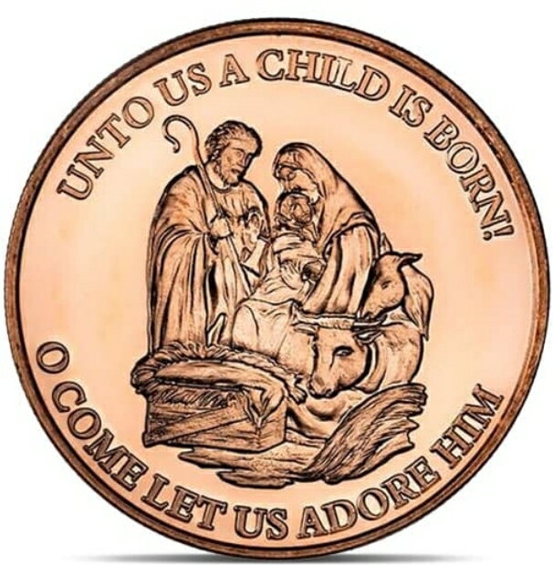 樂天商城 - 純銅コイン 「キリスト降誕」 1オンス 純銅 銅貨 品位99.9％ 28.35g 銅 銅コイン1オンス 記念コイン コインカプセル入 保証書付