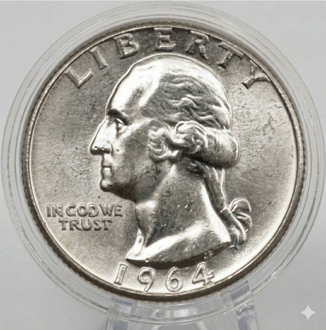 Rakuten - 【銀90％ 未使用 流通品】 銀貨 クォーターダラー アンティークコイン 1932年～1964年 年代ランダム ワシントン アメリカ 銀コイン 25セント 1/4ドル 1枚 6.25g シルバー 本物保証