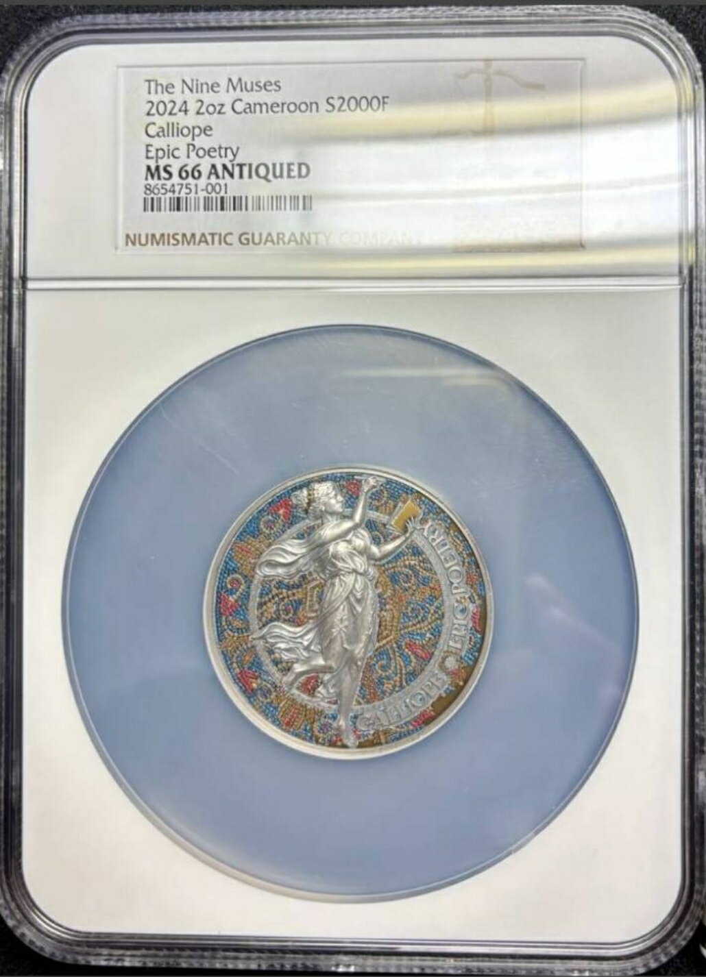乐天商城 - 2024年 NGC MS66 純銀コイン2オンス カメルーン 「ミューズの9姉妹 カリオペ」 純銀 銀貨 2オンス 高浮彫 品位99.9％ 62.2g 銀 コイン シルバー 本物保証