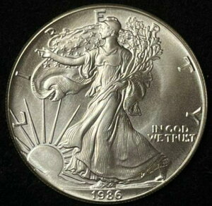 1986年 純銀コイン アメリカン イーグル銀貨 ウォーキングリバティ 1オンス 純銀 アンティークコイン 品位99.9％ 31.1g シルバー 本物保証