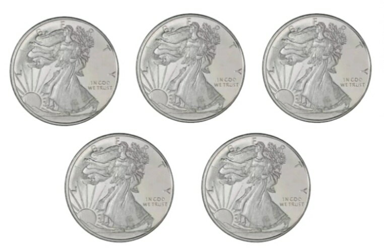 純銀 コイン 1/10オンス 「アメリカ イーグル銀貨」 5枚 品位99.9％ 3.11g 銀製品 純銀 メダル シルバー イーグル アメリカ 鷲 クリアケース付 保証書付