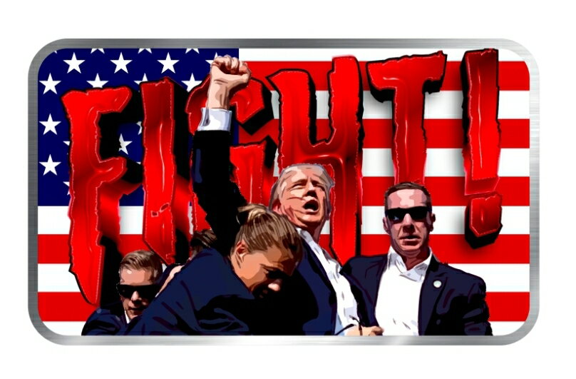 【限定1713枚 純銀99.9％】 シルバーバー「ドナルド・トランプ FIGHT! 」 1オンス 純銀コイン トランプ銀貨 新品 31.1g トランプ コイン 記念コイン Silver bar カラーバー シルバーインゴット バーカプセル入り 保証書カード付のサムネイル