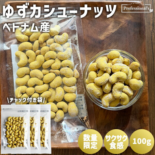【数量限定】ゆず カシューナッツ 100g×3袋 ベトナム産 ローストカシューナッツ 味付きカシューナッツ 豆菓子 柚子 酒のつまみ おやつ サラダ トッピング 珍味 業務用 家庭用 高品質 おつまみ 国内加工 賞味期限 間近 ネコポス対応