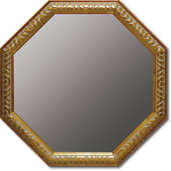 ユーパワー アンティーク 八角ミラー LLサイズ ゴールド AM-07023 お出かけ前に身だしなみチェック。【送料無料】