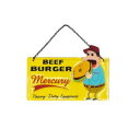 マーキュリーエンボスティンサイン Beef Burger ME013574 アメリカンデザインのキュートなティンサイン