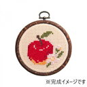 オリムパス かんたんクロス・ステッチ ししゅうキット プチフープ リンゴ 7327 果物やお花をデザインしたクロスステッチキット。【メール便対応】