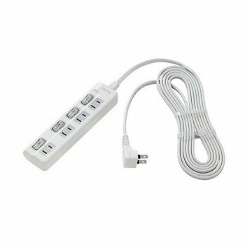 ELPA LEDランプ スイッチ付きタップ WLS-LU43EB(W) 視認性抜群!LEDランプ仕様独立スイッチ