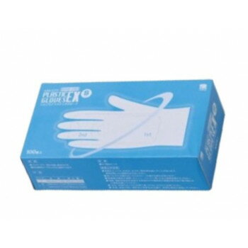 ハクゾウメディカル　ハクゾウプラスチックグローブEX パウダーフリー　100枚入　3024092・Sサイズ 衛生的なパウダーフリー加工のプラスチックグローブ。