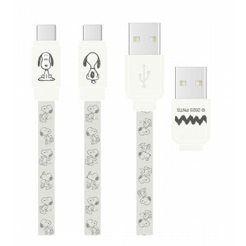 ピーナッツ スヌーピー USB Type-Cケーブル アイボリー SNG-744IV 絡まりにくいリバーシブルタイプのケーブル
