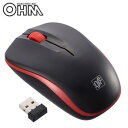 オーム電機 OHM 3ボタン ワイヤレスIR LED静音マウス ブラック/レッド PC-SMWIMS32 K クリックのカチカチ音が気にならない静音設計。