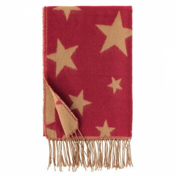 ショール マルチスター レッド 13219601096 ポップな星柄のフリンジ付きショール。