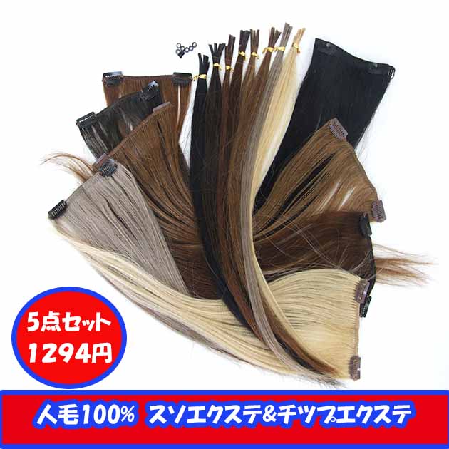 2コームスソ人毛エクステ38cmとチップエクステ4本セット !! 簡単イメージチェンジ OL&学生さんに人気のスタイルに変身!!人毛100%スソエクステはメッシュにも最適、地毛によく合います、売れてます!!