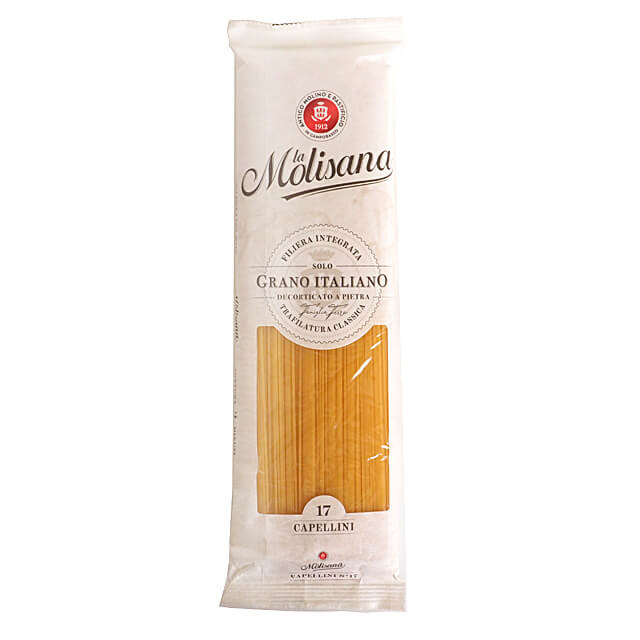 ラ・モリサーナ社は、イタリア全土のパスタメーカーの中でも5本の指に入る販売シェアを誇る1912年創業の老舗パスタメーカーです。 モリーゼの高地に豊かに湧く、ヨーロッパ有数の清らかな水と高品質なデュラム小麦のセモリナを使用し、ラ・モリサーナ社のパスタは作られています。 カペッリーニは、さっと茹で上がる極細のロングパスタです。 スバゲッティとはひと味違う歯ごたえで、メニューの幅が広がります。冷製パスタにも最適です。 ■名称:スパゲッティ ■原材料名:デュラム小麦のセモリナ ※本製品で使用されている小麦は、大豆と共通の輸送設備を使用しています。 ■内容量:500g ■賞味期限:商品パッケージに記載 ■保存方法:高温多湿を避けて保存してください。 ■調理方法:ゆで時間3〜4分 ■原産国名:イタリア ■輸入者:モンテ物産株式会社（東京都渋谷区神宮前5丁目52番2号） ■栄養成分表示（100gあたり）※推定値 エネルギー：357kcal　たんぱく質：14.0g　脂質：1.0g　炭水化物：73.0g　食塩相当量：0g ■配送形態:常温 ※常温便・冷蔵便・冷凍便、複数ご注文の場合、品質上問題のないものは、冷蔵便、冷凍便の商品を優先に同一梱包にさせて頂きます。 ■その他の情報 ※在庫切れの場合は、お届けまでにお時間をいただくことがあります。 ※商品パッケージや仕様は予告なく変更になる場合がございます。 ■パスタの美味しいゆで方 深めの鍋に湯を沸かし（パスタ100gに対し湯1L、塩約8gが目安）パスタを軽くまぜながらお好みの硬さにゆであげてください。 ■変更履歴 2022.9.21 パッケージが変更になりました。