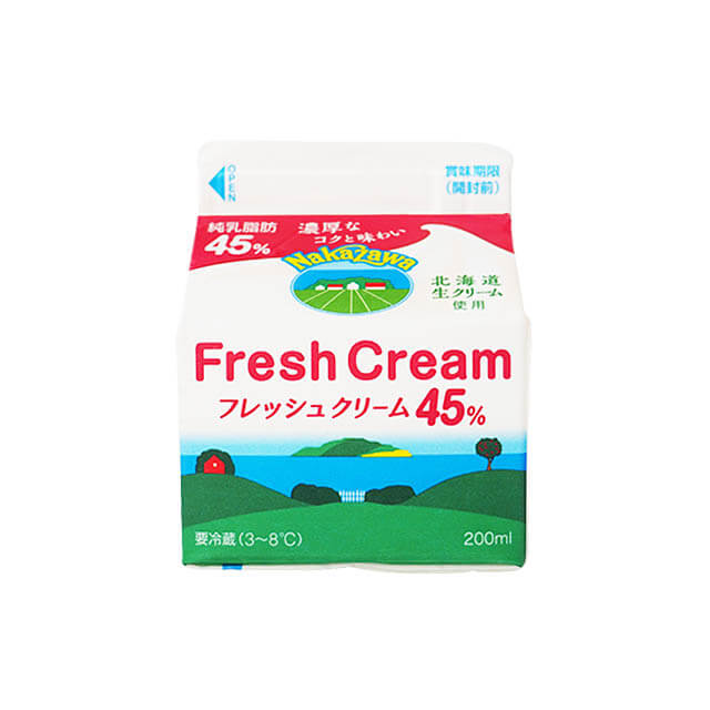 【5/30限定 ポイント3倍】冷蔵 中沢乳業 フレッシュクリーム 純生クリーム 45％ 200ml