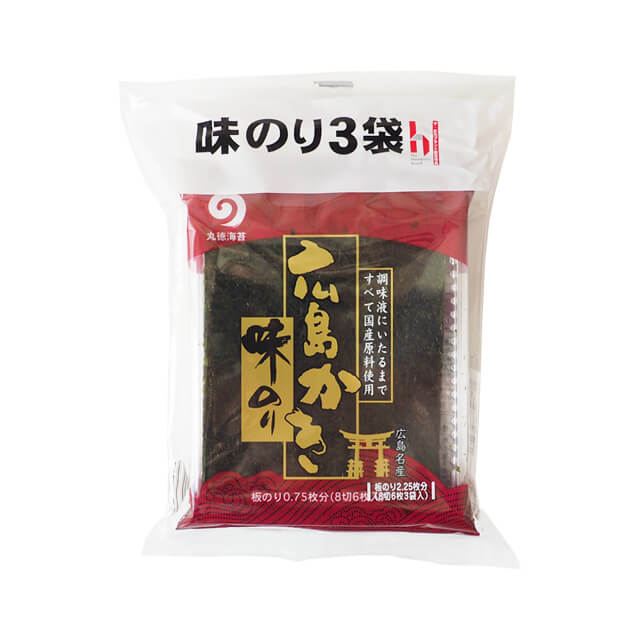 【マラソン限定ポイント3倍】丸徳海苔 広島かき味のり 8切6枚×3袋