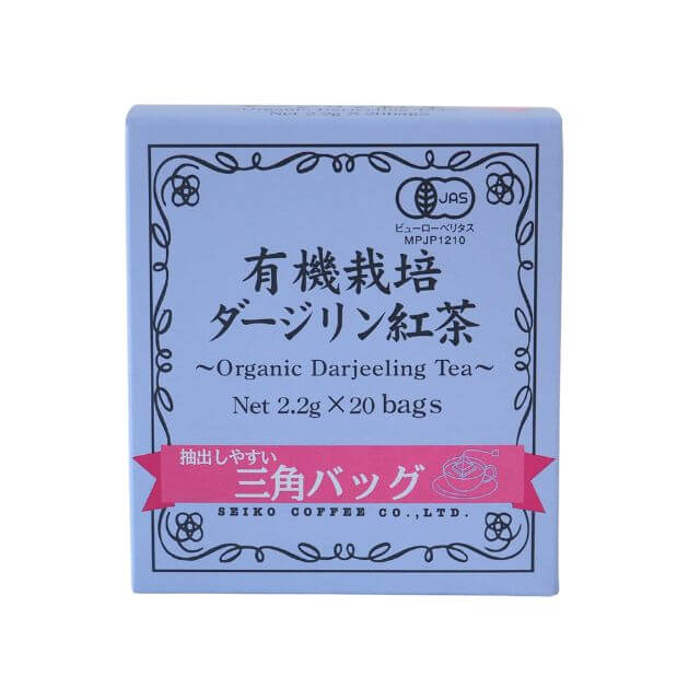乐天商城 - 【マラソン限定ポイント5倍】セイコー珈琲 有機栽培ダージリン紅茶 三角バッグ 2.2g×20