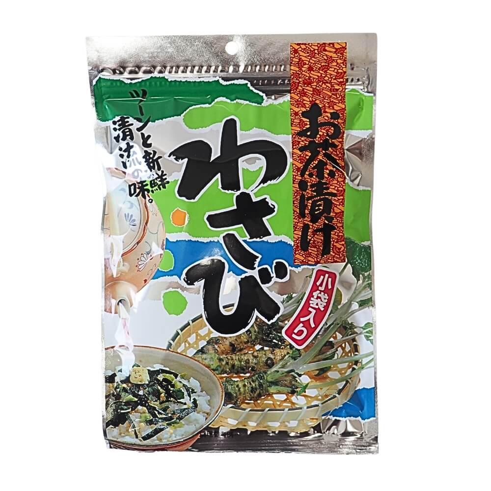 ツーンと新鮮清流の味 ツーンとひろがる爽やかな辛気と、シャキッと歯ごたえのある野沢菜がおりなすみごとな味のハーモニー、爽快さをご賞味下さい。 本品一袋をご飯にのせ、熱湯又は、お茶を注いでお召し上がりください。 ■名称:お茶漬け（わさび） ■原材料名:食塩（国内製造）、砂糖、乳糖（乳成分を含む）、白ごま、あられ、野沢菜、のり、抹茶、昆布粉、澱粉、西洋わさび、香辛料/調味料（アミノ酸等）、香料、着色料（クチナシ、紅花黄） ※本製品・製造工場では卵・乳成分・小麦・えび・かにを含む製品の生産をしています。 ■内容量:35g（5g×7包） ■賞味期限:商品パッケージに記載 ■保存方法:直射日光、高温多湿を避けて保存して下さい。 ■製造者:ハヤシ食品工業株式会社（広島市中区光南2丁目8-2） ■栄養成分表示（100g当たり）この表示値は、目安です。 エネルギー：304.3kcal　たんぱく質：9.0g　脂質：11.3g　炭水化物：44.8g　食塩相当量：34.6g ■配送形態:常温 ※常温便・冷蔵便・冷凍便、複数ご注文の場合、品質上問題のないものは、冷蔵便、冷凍便の商品を優先に同一梱包にさせて頂きます。 ■使用上の注意 ※保存の際は、チャックをしっかり閉じてください。 ■その他の情報 ※在庫切れの場合は、お届けまでにお時間をいただくことがあります。 ※商品パッケージや仕様は予告なく変更になる場合がございます。食品表示情報につきましては、お手元に届きました商品の食品表示を必ずご確認いただきますようお願いします。 ■関連商品 ハヤシ食品 お茶漬け かに 35g（5g×7包） ハヤシ食品 お茶漬け さけ 35g（5g×7包） ハヤシ食品 お茶漬け うめ 35g（5g×7包）