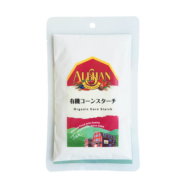 商品特長 遺伝子組み換えしていない有機とうもろこしから作ったコーンスターチです。 酸化防止剤不使用。お菓子作りや料理に幅広くご利用いただけます。 仕様 ■名称：有機コーンスターチ ■原材料名：有機とうもろこし ※本品製造工場では、小麦、そば、乳成分、落花生を含む製品を製造しております。 ■内容量：100g ■賞味期限：商品パッケージに記載 ■保存方法：直射日光、高温多湿を避け常温保存 ■原産国名：オーストリア ■加工者：アリサン有限会社（埼玉県日高市高麗本郷185-2） 栄養成分表示（100gあたり）推定値 熱量：355kcal　たんぱく質：0.0g　脂質：0.0g　炭水化物：87.0g　食塩相当量：0.01g 配送形態 常温 【異なる温度帯の商品をご注文頂いた場合】 ※常温便・冷蔵便・冷凍便、複数ご注文の場合、品質上問題のないものは、冷蔵便、冷凍便の商品を優先に同一梱包にさせて頂きます。 在庫区分 在庫商品 ※在庫切れの場合は、お届けまでにお時間をいただくことがあります。 その他の情報 ※商品パッケージや仕様は予告なく変更になる場合がございます。食品表示情報につきましては、お手元に届きました商品の食品表示を必ずご確認いただきますようお願いします。 パッケージ変更 2021.04.21　商品パッケージが変更しました。