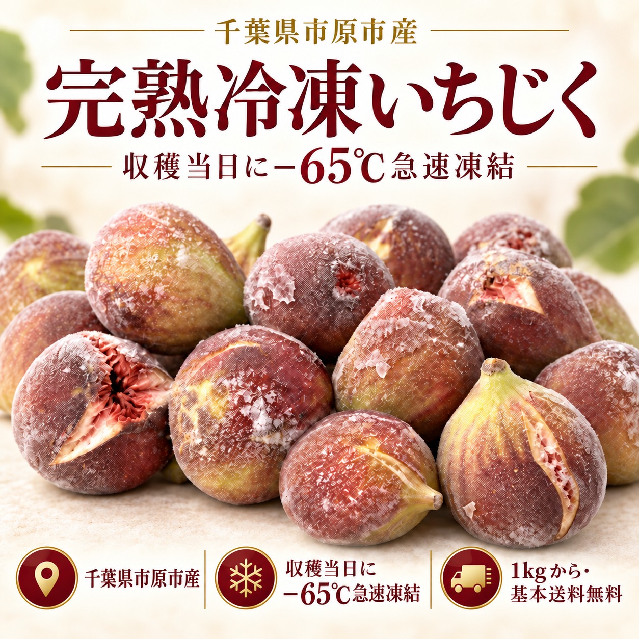 完熟冷凍いちじく｜千葉県市原市産 1kg 2kg 5kg 桝井ドーフィン 収穫当日－65℃急速凍結 基本送料無料 国産 無花果 冷凍フルーツ