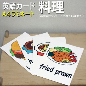 フラッシュカード【料理】■A4 ラミネート加工■ 英語カード.com 送料無料 英単語 1歳 2歳 3歳 4歳 5歳 6歳 教材 学習 子供 子ども こども 小学校 幼稚園 中学校 星みつる式 幼児 小学生 単語カードえいご 絵本 1年 2年 3年 4年 5年 6年