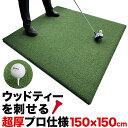 【ウッドッティーを刺せるプロ仕様】TEEUP PRO RANGE MAT 150cm×150cm ティーアッププロレンジマット［ゴルフ練習場業務用サイズ］［ゴムティー3個（L&LL&LLL）＆ウッドッティー3個付き］【高重量18kg・35mm超厚ボリューム芝搭載 ゴルフ 練習 人工芝 ショット】ryg