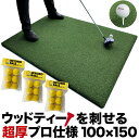 【ウッドッティーを刺せるプロ仕様】TEEUP PRO RANGE MAT 150cm×100cm ティーアッププロレンジマット[HIYOKOボール3パック18球...