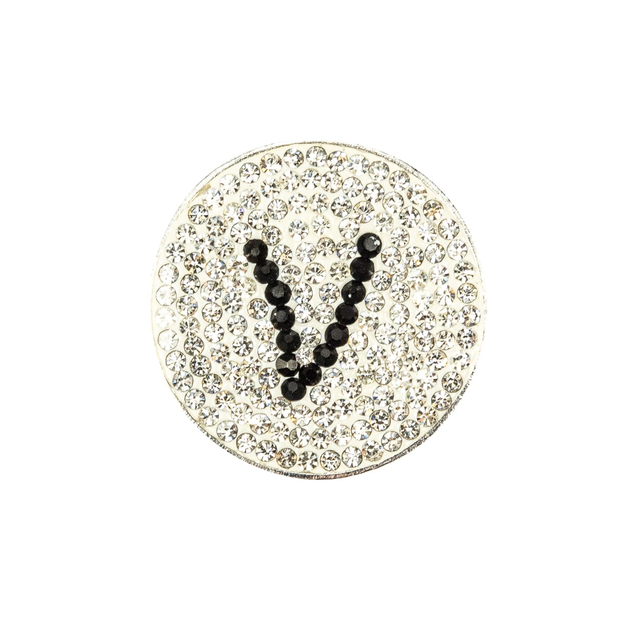 【ナビカ】 アメリカのゴルフジュエリーマーカー グリーン上で映えるマーカー クリスタルがおしゃれ クリップ付き ゴルフ女子 イニシャル・ブラック・V #191 Initial Black V